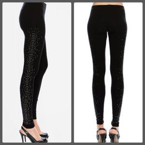NEW VOCAL STARBURST BLINGY RHINESTONE BLACK LEGGINGS BUTTERY SOFT S M L XL